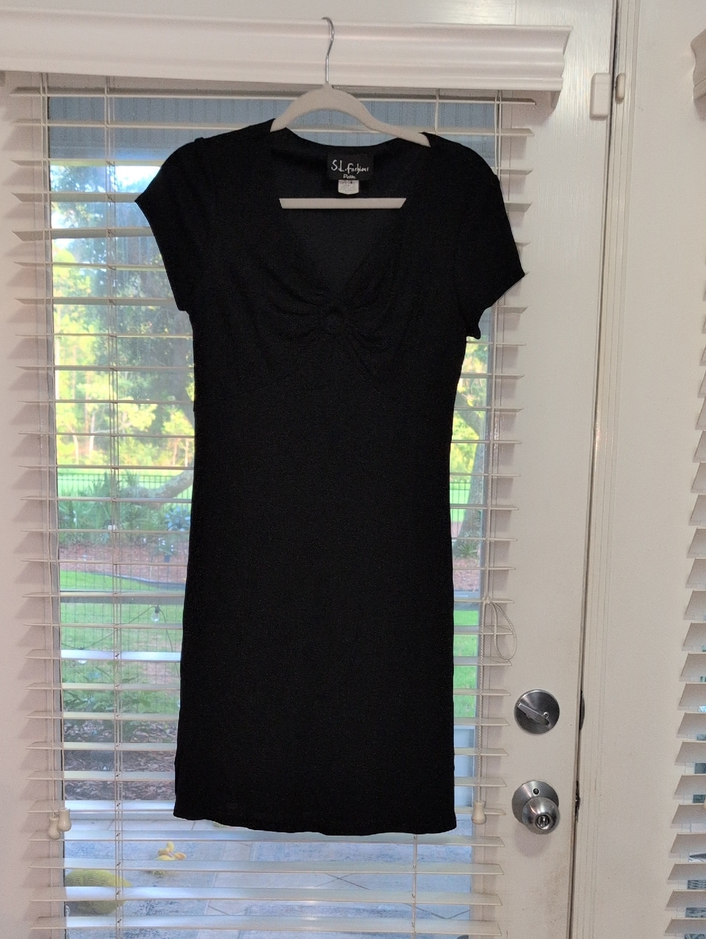SL Fashions Black Short Sleeve Twist-Front Mini Dress
